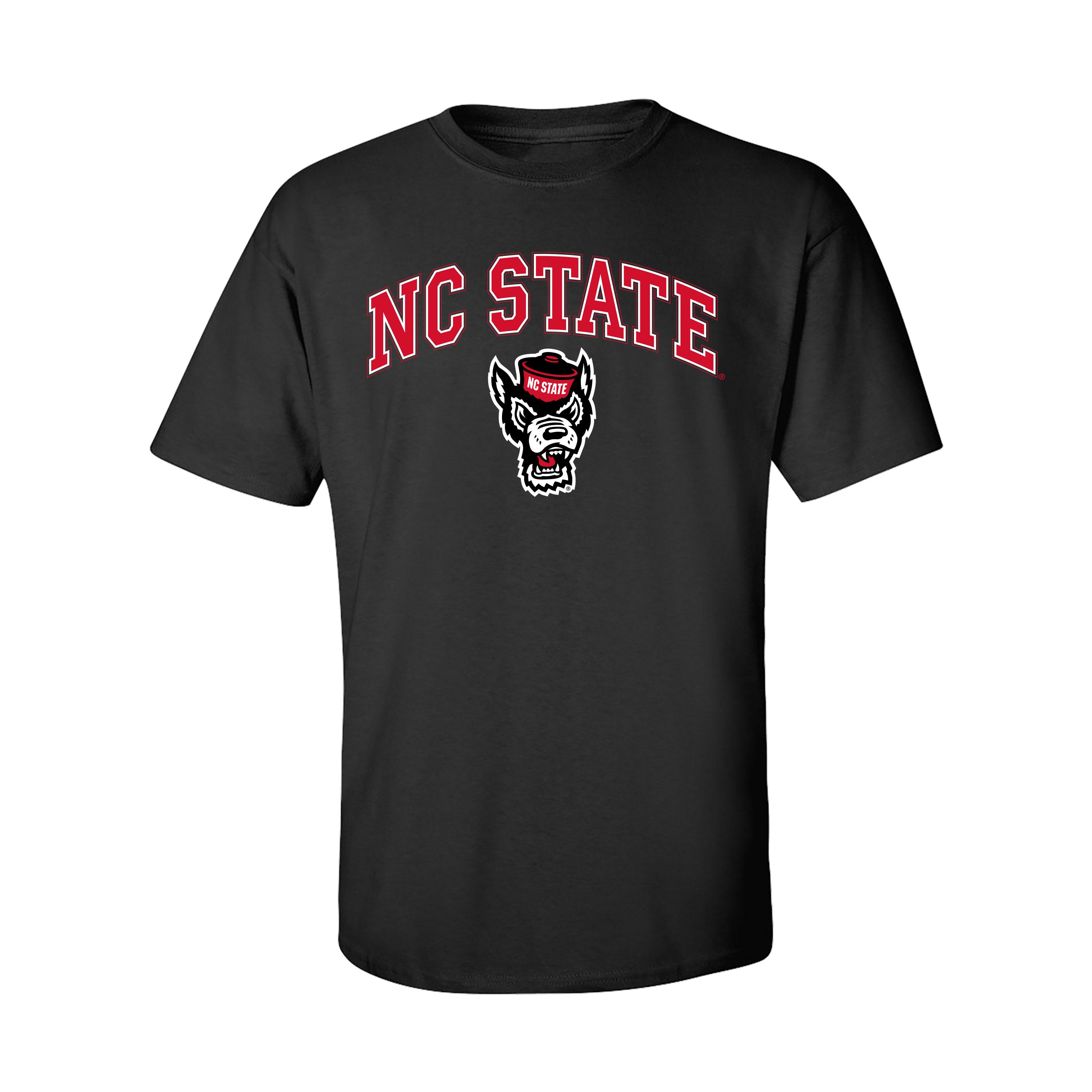Black Short Sleeve Tee - NC State Arch / Wolfhead Logo